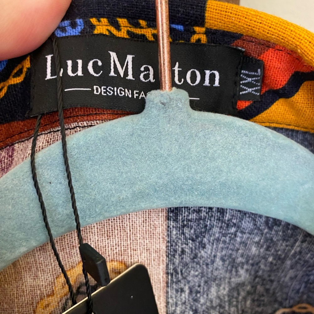 LUC MATTON Men's Bold Multi-Color Patterned Button-Up Shirt NEW - Picture 5 of 11